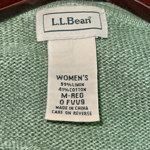 LL Bean Green Hoodie Sweater Linen Blend Women's Size Medium - Picture 4 of 5